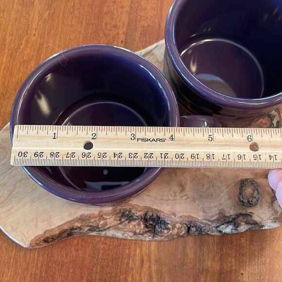 Set of 2 Longaberger Basketweave Soup Mugs in Eggplant / Purple - Picture 5 of 5